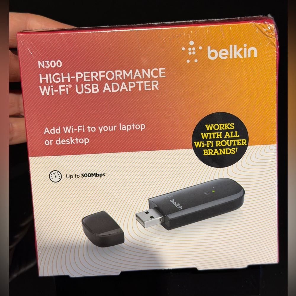 belkin Black and Silver N300 USB Wi‑Fi Adapter